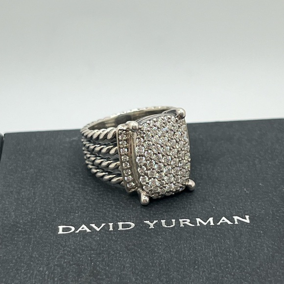 David Yurman Sterling Silver Wheaton Diamonds Ring - Picture 4 of 13